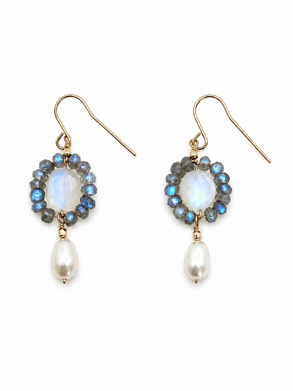 Selena Moonstone Pearl Earrings - Picture 1 of 3